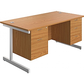 Ratio Rectangular Office Desks With Double Fixed D