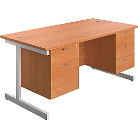 Ratio Rectangular Office Desks With Double Fixed D
