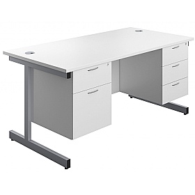 Ratio Rectangular Office Desks With Double Fixed D