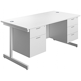 Ratio Rectangular Office Desks With Double Fixed D