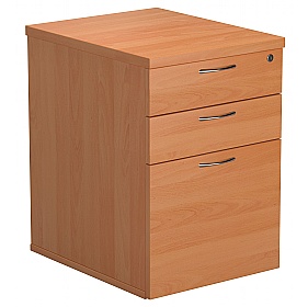 Office Essentials Wooden 3 Drawer High Under Desk Mobile Pedestals - Office Storage