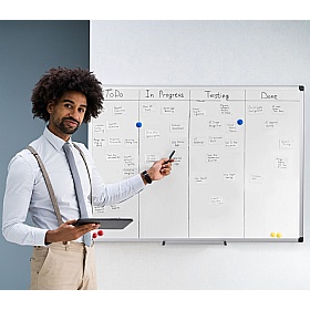 Bi Office Vitreous Enamel Magnetic Drywipe Whiteboards - Display Equipment