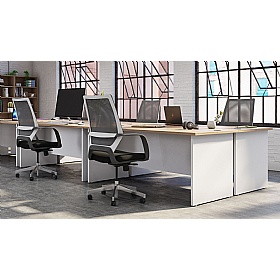 Panel Plus Rectangular Office Desks with Single Fixed Drawers - Office Desks