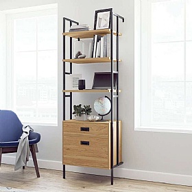 Hythe Wall Mounted Home Office Bookcase with Drawers
