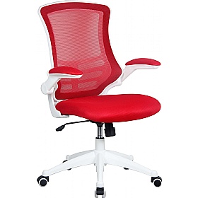 Luna White Medium Back Mesh Task Operator Chairs