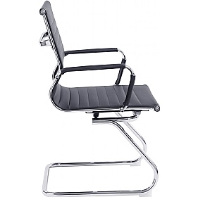 Aura Contemporary Medium Back Bonded Leather Visitor Chairs - Office Chairs