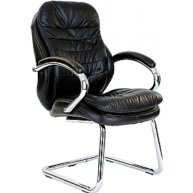 Santiago High Back Italian Leather Faced Synchronous Executive Visitor Chairs