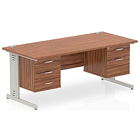 Syndicat Rectangular Desk With Double Fixed Drawer