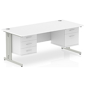 Syndicat Rectangular Desk With Double Fixed Drawer