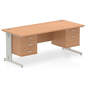 Syndicat Rectangular Desk With Double Fixed Drawer