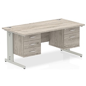 Syndicat Rectangular Desk With Double Fixed Drawer