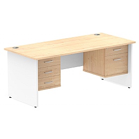 Contra Panel End Rectangular Desk With Double Fixed Drawers