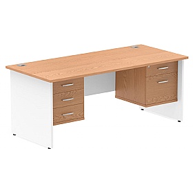 Contra Panel End Rectangular Desk With Double Fixe
