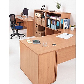 Ventura Ergonomic Radial Office Desks with Fixed Drawers - Office Desks
