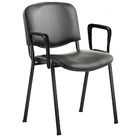 Iso Black Frame Vinyl Conference Chair With Arms