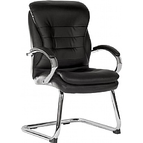Goliath Light Leather Faced Visitor Chair - Office Chairs