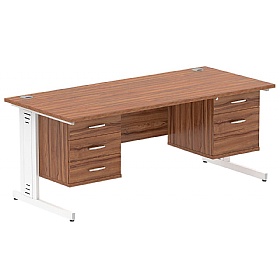 Syndicat Rectangular Desk With Double Fixed Drawer