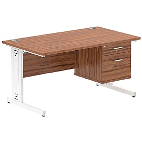 Syndicat Rectangular Cable Managed Office Desk With Single Fixed Drawers