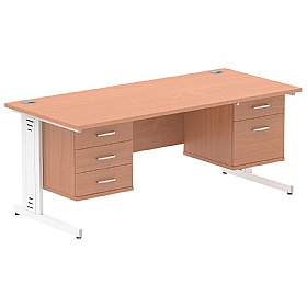 Syndicat Rectangular Desk With Double Fixed Drawer