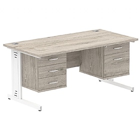 Syndicat Rectangular Desk With Double Fixed Drawer