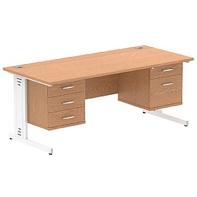 Syndicat Rectangular Desk With Double Fixed Drawer