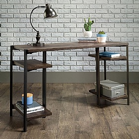 Industrial Chunky Home Office Desk Smoked Oak
