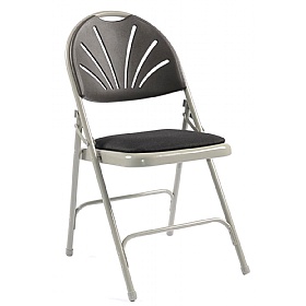 QuikFold Lightweight Fan Back Upholstered Folding Chair (Pack of 4)
