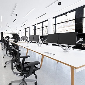 Oslo Scandi Single Row Rectangular Bench Desks - Office Desks