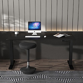 Ebony Black Electric Height Adjustable Office Desks - Office Desks