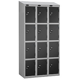 Atom Silver Antibacterial Sloping Top Lockers - Ha