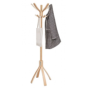 Cafe Light Wood Office Coat Stand - Office Accessories