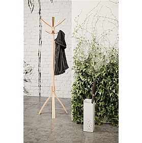 Cafe Light Wood Office Coat Stand - Office Accessories