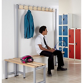 Single Sided Wooden Slat Cloakroom Benches
