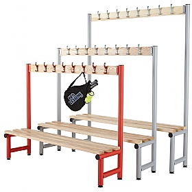 Single Sided Wooden Slat Cloakroom Benches