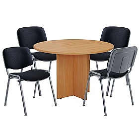 Ventura Circular Meeting Table with Fabric Club Chairs Bundle Deal