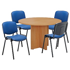 Ventura Circular Meeting Table with PU Club Chairs