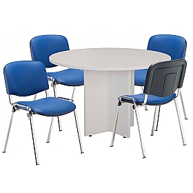 Ventura Circular Meeting Table with PU Club Chairs Bundle Deal