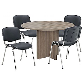 Ventura Circular Meeting Table with PU Club Chairs