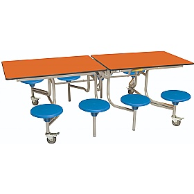 8 Seat Rectangular Mobile Folding School Dining Tables - Breakout & Canteen