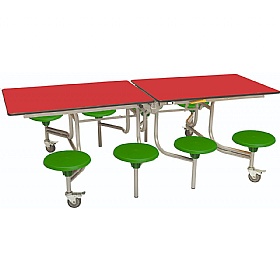 8 Seat Rectangular Mobile Folding School Dining Tables - Breakout & Canteen
