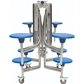 8 Seat Round Mobile Folding School Dining Tables - Breakout & Canteen