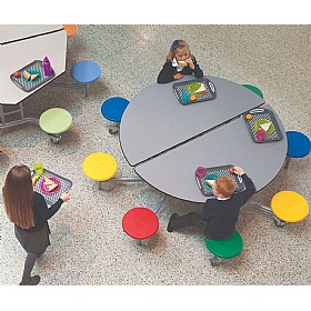8 Seat Round Mobile Folding School Dining Tables - Breakout & Canteen