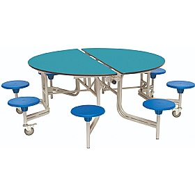 8 Seat Round Mobile Folding School Dining Tables - Breakout & Canteen