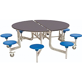8 Seat Round Mobile Folding School Dining Tables - Breakout & Canteen