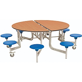 8 Seat Round Mobile Folding School Dining Tables - Breakout & Canteen