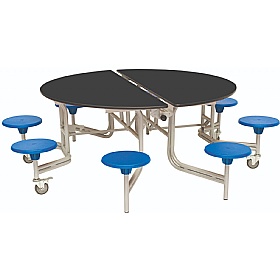 8 Seat Round Mobile Folding School Dining Tables - Breakout & Canteen