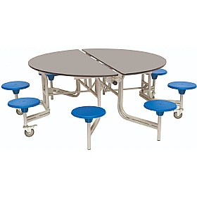 8 Seat Round Mobile Folding School Dining Tables - Breakout & Canteen