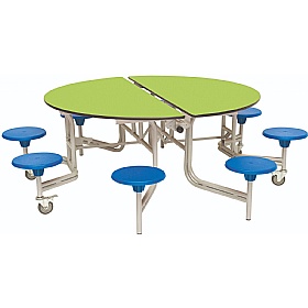 8 Seat Round Mobile Folding School Dining Tables - Breakout & Canteen