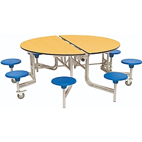 8 Seat Round Mobile Folding School Dining Tables - Breakout & Canteen