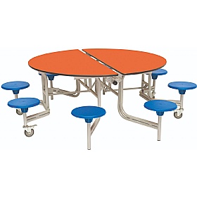 8 Seat Round Mobile Folding School Dining Tables - Breakout & Canteen